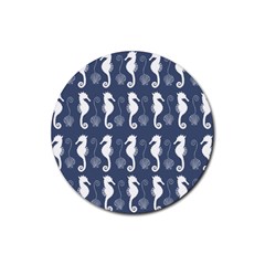 Seahorse Shell Pattern Rubber Coaster (round)  by Vaneshart