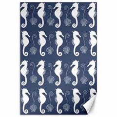 Seahorse Shell Pattern Canvas 12  X 18  by Vaneshart