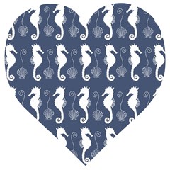 Seahorse Shell Pattern Wooden Puzzle Heart