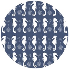 Seahorse Shell Pattern Wooden Puzzle Round