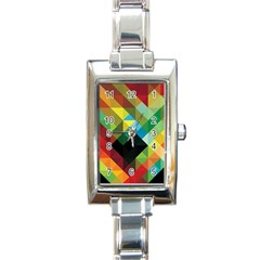 Pattern Colorful Geometry Abstract Wallpaper Rectangle Italian Charm Watch by Vaneshart