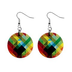 Pattern Colorful Geometry Abstract Wallpaper Mini Button Earrings by Vaneshart