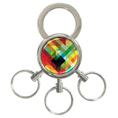 Pattern Colorful Geometry Abstract Wallpaper 3-ring Key Chain by Vaneshart