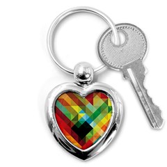 Pattern Colorful Geometry Abstract Wallpaper Key Chain (heart) by Vaneshart