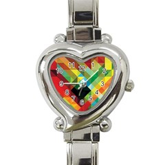 Pattern Colorful Geometry Abstract Wallpaper Heart Italian Charm Watch by Vaneshart