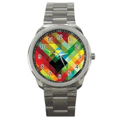 Pattern Colorful Geometry Abstract Wallpaper Sport Metal Watch by Vaneshart