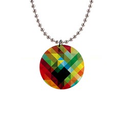 Pattern Colorful Geometry Abstract Wallpaper 1  Button Necklace by Vaneshart