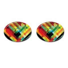 Pattern Colorful Geometry Abstract Wallpaper Cufflinks (oval) by Vaneshart