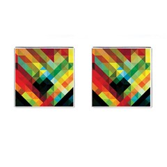 Pattern Colorful Geometry Abstract Wallpaper Cufflinks (square) by Vaneshart