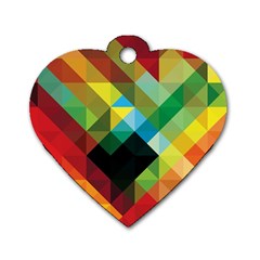 Pattern Colorful Geometry Abstract Wallpaper Dog Tag Heart (one Side) by Vaneshart