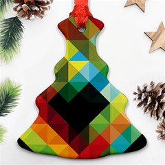 Pattern Colorful Geometry Abstract Wallpaper Christmas Tree Ornament (two Sides) by Vaneshart