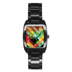 Pattern Colorful Geometry Abstract Wallpaper Stainless Steel Barrel Watch by Vaneshart