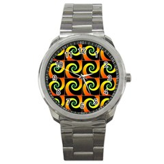 Spiral Seamless Pattern Sport Metal Watch