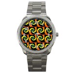 Spiral Seamless Pattern Sport Metal Watch Front