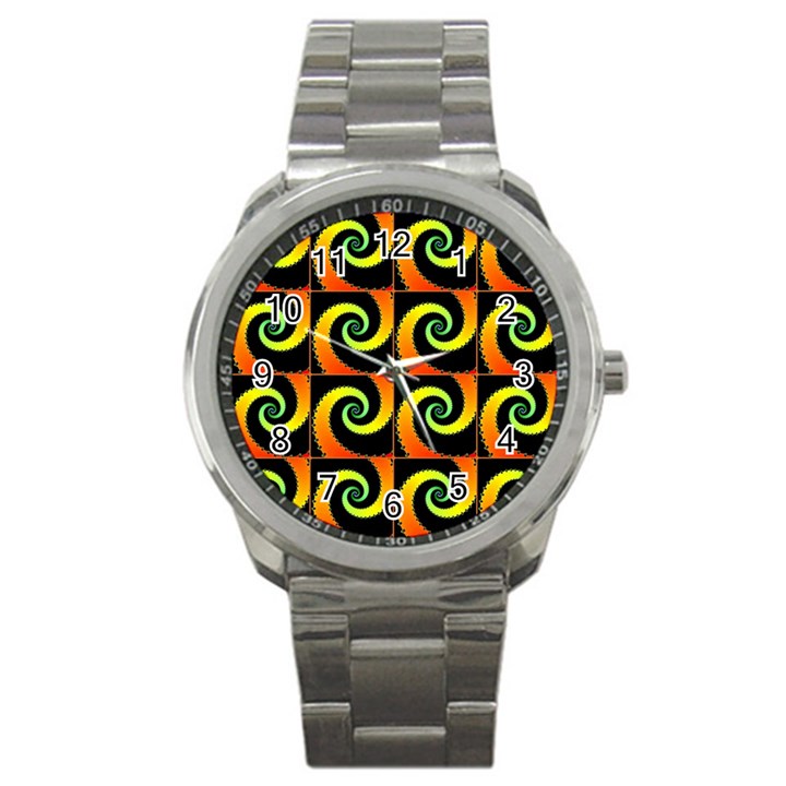 Spiral Seamless Pattern Sport Metal Watch