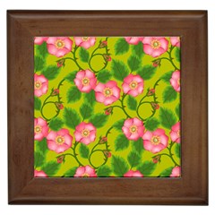 Roses Flowers Pattern Framed Tile by Vaneshart