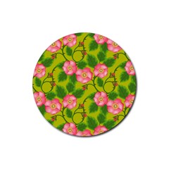 Roses Flowers Pattern Rubber Round Coaster (4 Pack)  by Vaneshart