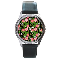 Roses Flowers Bud Round Metal Watch by Vaneshart