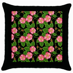 Roses Flowers Bud Throw Pillow Case (black) by Vaneshart