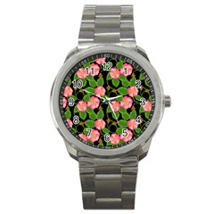 Roses Flowers Bud Sport Metal Watch by Vaneshart