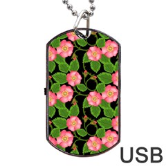 Roses Flowers Bud Dog Tag Usb Flash (one Side) by Vaneshart