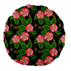 Roses Flowers Bud Large 18  Premium Round Cushions by Vaneshart