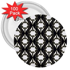 Abstract Seamless Pattern Graphic Black 3  Buttons (100 Pack)  by Vaneshart