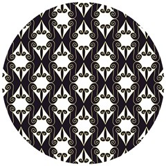 Abstract Seamless Pattern Graphic Black Wooden Puzzle Round by Vaneshart