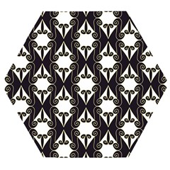 Abstract Seamless Pattern Graphic Black Wooden Puzzle Hexagon