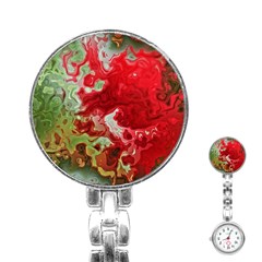 Abstract Stain Red Stainless Steel Nurses Watch by Vaneshart