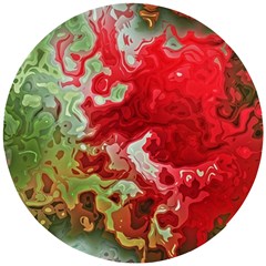 Abstract Stain Red Wooden Puzzle Round by Vaneshart