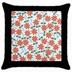 Vector Flower Floral Throw Pillow Case (Black)