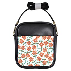 Vector Flower Floral Girls Sling Bag