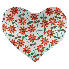 Vector Flower Floral Large 19  Premium Flano Heart Shape Cushions