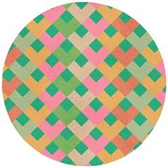 Abstract Seamless Pattern Wooden Puzzle Round