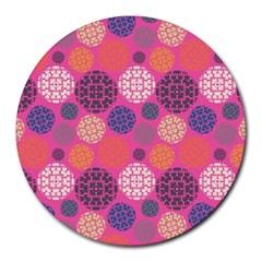 Abstract Seamless Pattern Graphic Pink Round Mousepads by Vaneshart