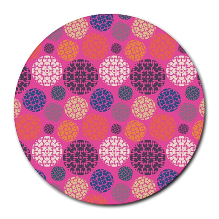 Abstract Seamless Pattern Graphic Pink Round Mousepads