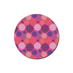 Abstract Seamless Pattern Graphic Pink Rubber Round Coaster (4 Pack)  by Vaneshart