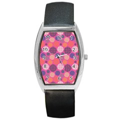 Abstract Seamless Pattern Graphic Pink Barrel Style Metal Watch by Vaneshart