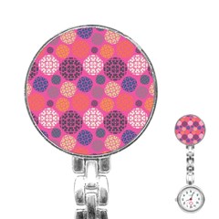 Abstract Seamless Pattern Graphic Pink Stainless Steel Nurses Watch by Vaneshart