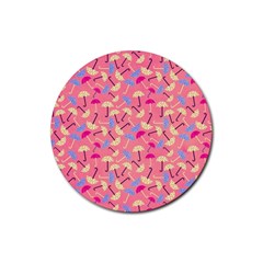 Umbrella Pattern Rubber Coaster (round)  by Vaneshart