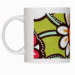 Flowers Fabrics Floral White Mugs by Vaneshart