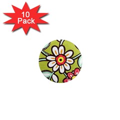 Flowers Fabrics Floral 1  Mini Magnet (10 Pack) 