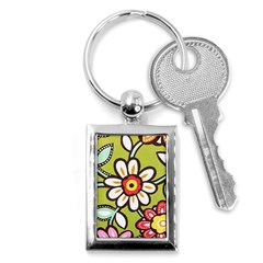 Flowers Fabrics Floral Key Chain (rectangle) by Vaneshart