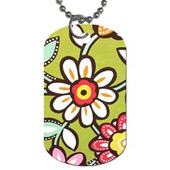 Flowers Fabrics Floral Dog Tag (one Side) by Vaneshart