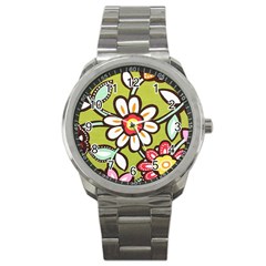 Flowers Fabrics Floral Sport Metal Watch by Vaneshart