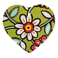 Flowers Fabrics Floral Heart Ornament (two Sides) by Vaneshart