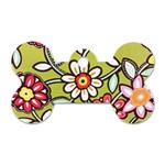 Flowers Fabrics Floral Dog Tag Bone (Two Sides) Back