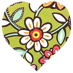 Flowers Fabrics Floral Wooden Puzzle Heart by Vaneshart