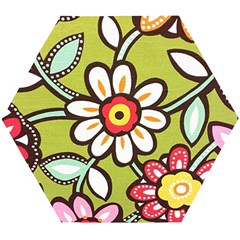 Flowers Fabrics Floral Wooden Puzzle Hexagon by Vaneshart